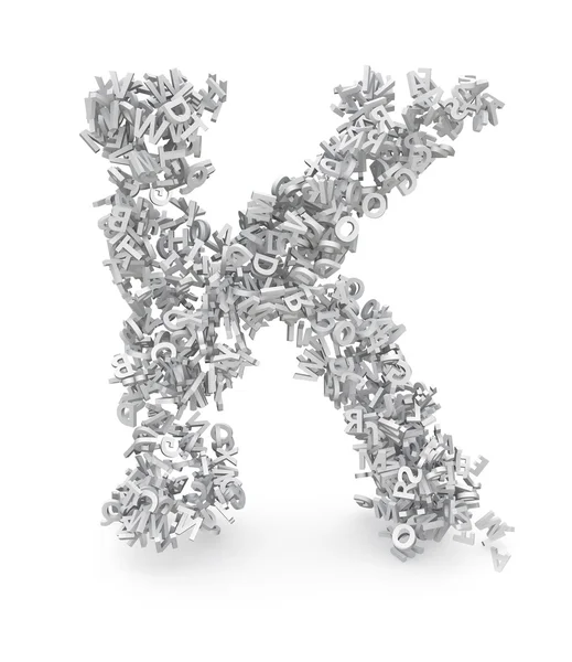 Shape of letter K made from 3d letters — Stock Photo, Image
