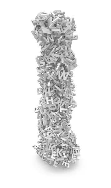 Buchstabenform i aus 3D-Buchstaben — Stockfoto