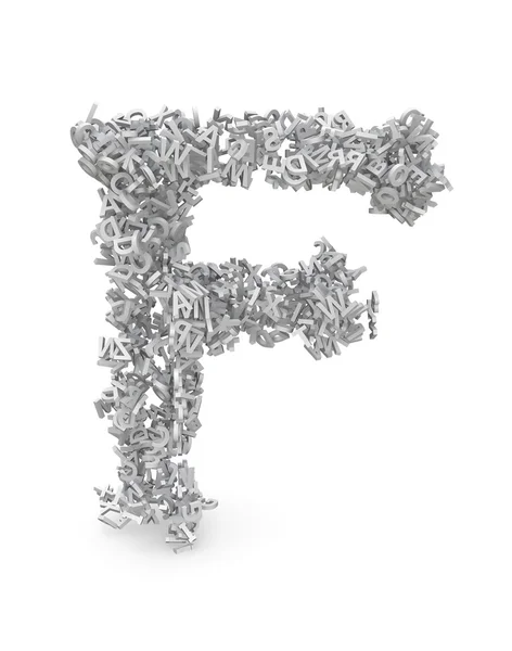 Vorm van brief f gemaakt van 3D-letters — Stockfoto