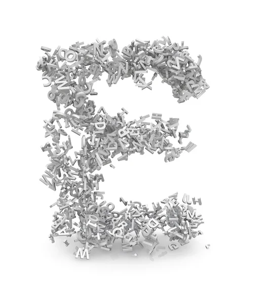 Vorm van letter e gemaakt van 3D-letters — Stockfoto