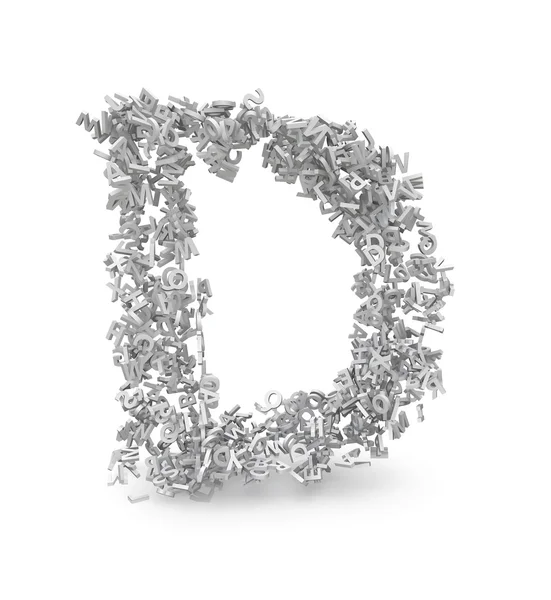 Vorm van de letter d gemaakt van 3D-letters — Stockfoto