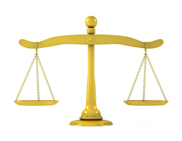 Golden scales of justice on a white background — Stock Photo, Image