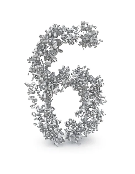 Forma de número seis feita a partir de números 3d — Fotografia de Stock