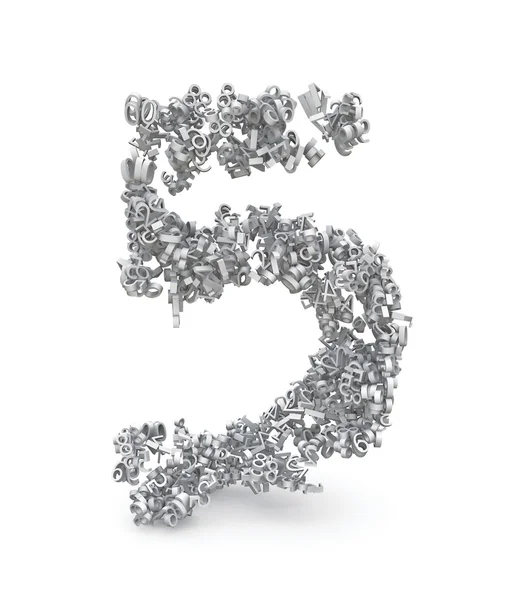 Shape of number five made from 3d numbers — Stock Photo, Image