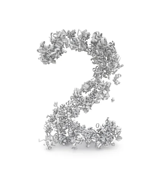 Shape of number two made from 3d numbers — Stock Photo, Image