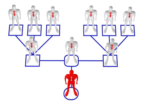 3D-Mann in der Struktur der Unternehmensbeziehung — Stockfoto