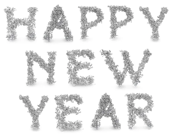 Forma de feliz ano novo feito de letras 3d — Fotografia de Stock