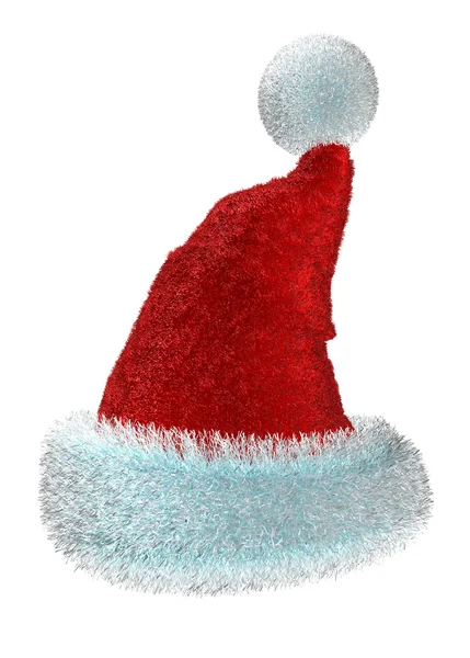 Weihnachtsmann 's roter Hut isoliert auf weißem Hintergrund — Stockfoto