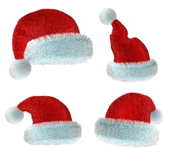 Cappello rosso di Babbo Natale isolato su sfondo bianco — Foto Stock