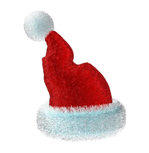 Cappello rosso di Babbo Natale isolato su sfondo bianco — Foto Stock