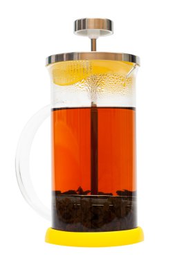 French press with tea clipart