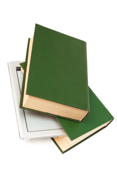 Czytnik i stare książki — Zdjęcie stockowe