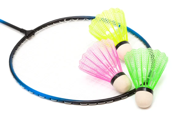 Raquete e badminton shuttlecock — Fotografia de Stock