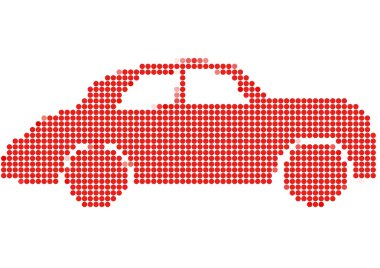 Dot Style Illustration of Red Car clipart