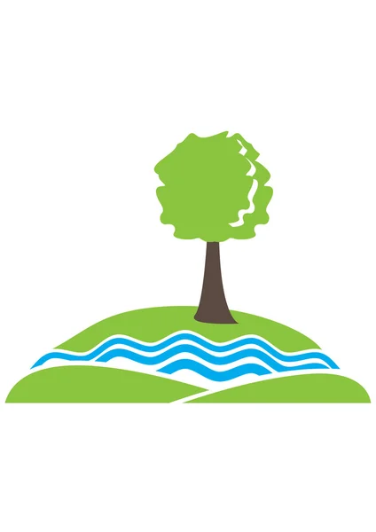 Panneau Tree-River-Hill — Image vectorielle