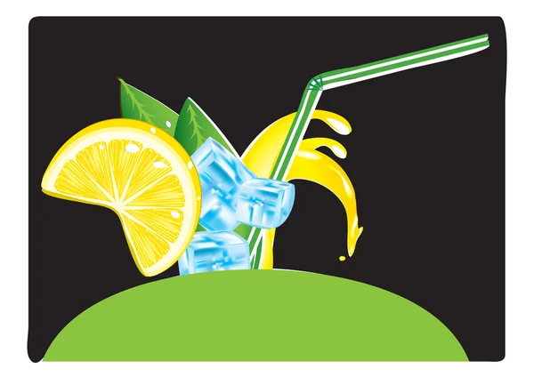 Juice fröccsenéssel és citrom — Stock Vector