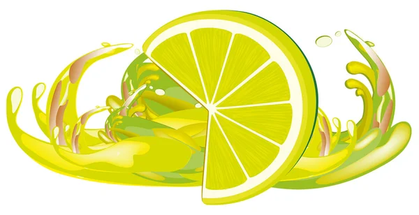 ジュース水しぶきとレモン — ストックベクタ