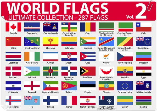 Flaggen der Welt - ultimative Kollektion - 287 Flaggen - Band 2 — Stockvektor