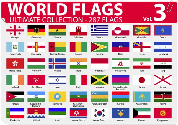 Världens flaggor - ultimate collection - 287 flaggor - volym 3 — Stock vektor
