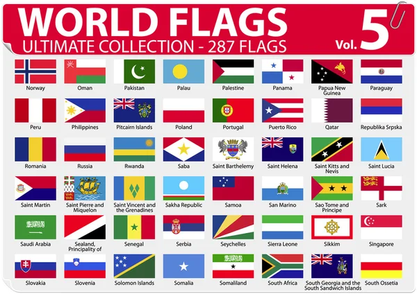 Världens flaggor - ultimate collection - 287 flaggor - volym 5 — Stock vektor