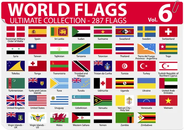 Världens flaggor - ultimate collection - 287 flaggor - volym 6 — Stock vektor