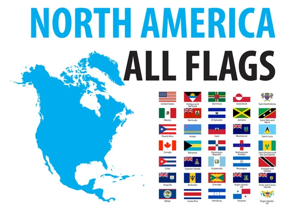 North America All Flags — Stock Vector