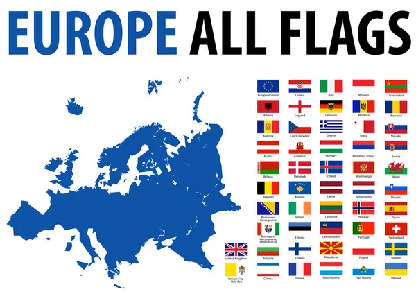 Europa Tutte le bandiere — Vettoriale Stock