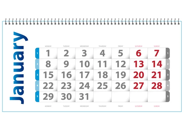 Шаблон календаря — стоковий вектор