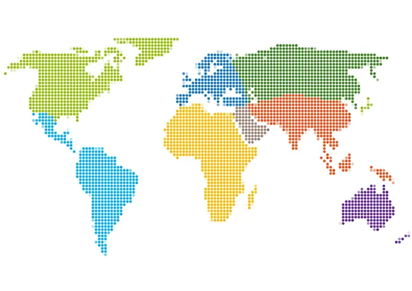 点样式与各大洲的世界地图 — 图库矢量图片
