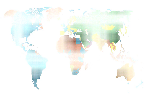 Carte du monde de style point avec des continents — Image vectorielle