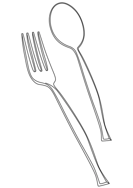 Ilustración vectorial de tenedor y cuchara — Vector de stock