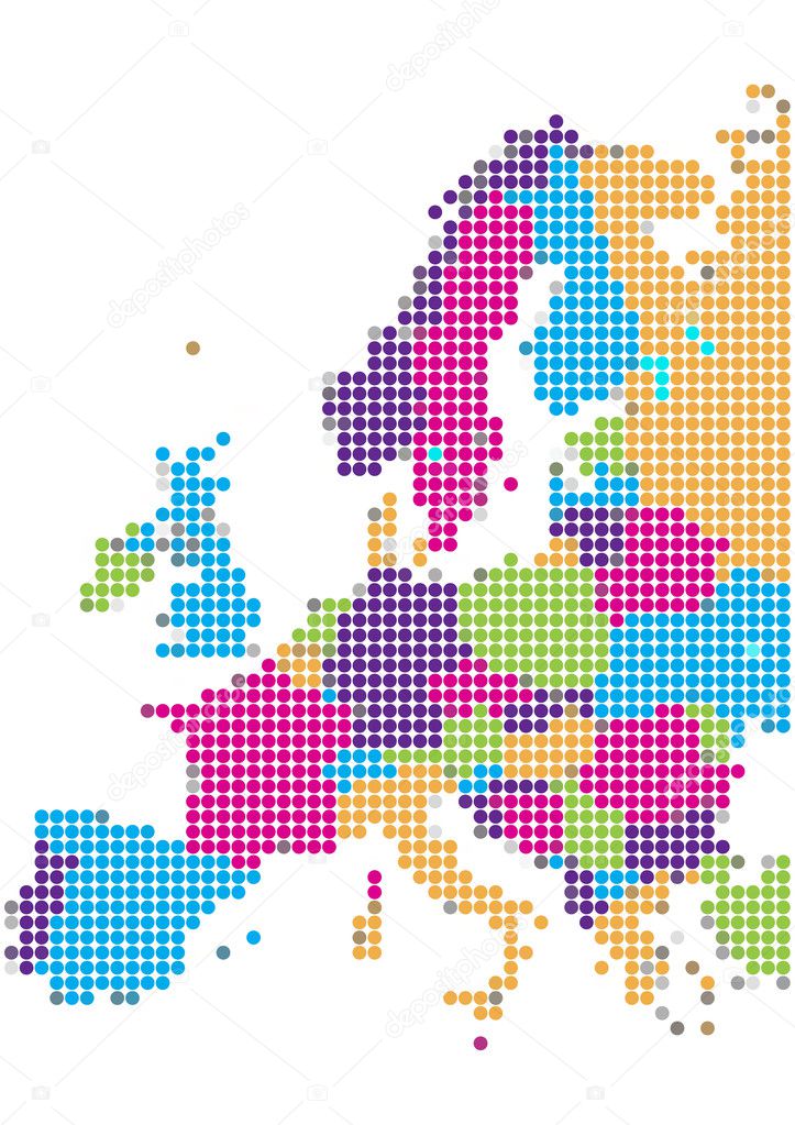 Dot Style Illustration of Europe Map