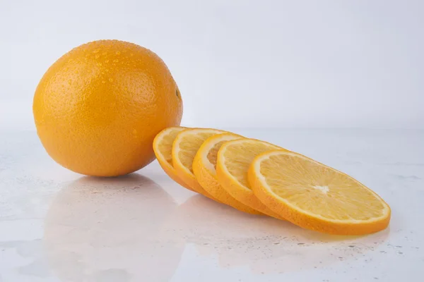 Fresh Juicy Orange on white - Fruits Series — Stock Photo, Image