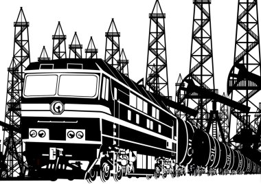 Amtrak locomotive with oil clipart