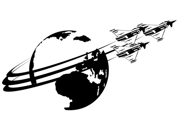 Le vol des avions de chasse militaires — Image vectorielle
