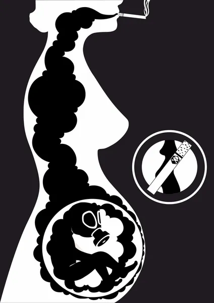 Rökning gravida kvinna — Stock vektor