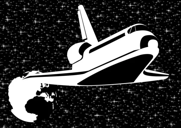 Kosmická loď ve vesmíru — Stockový vektor