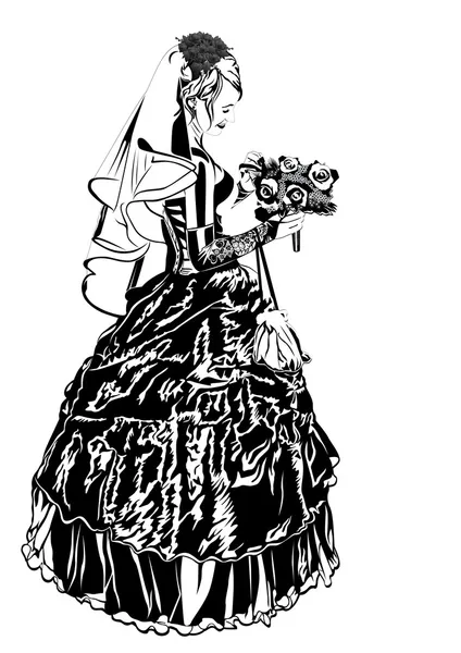 Mariée avec des fleurs — Image vectorielle