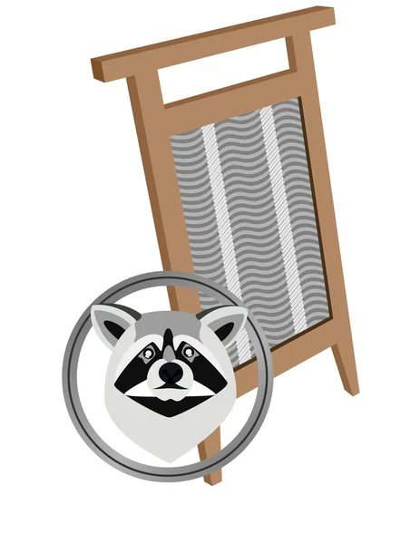 Raccoon and board washing — Stock Vector