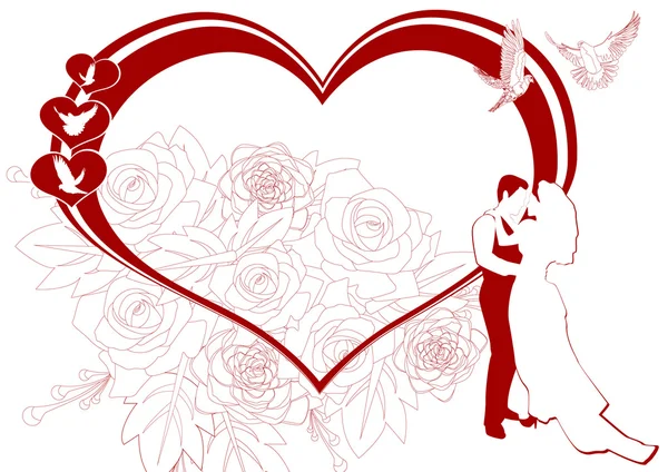 红色婚礼帧 — 图库矢量图片