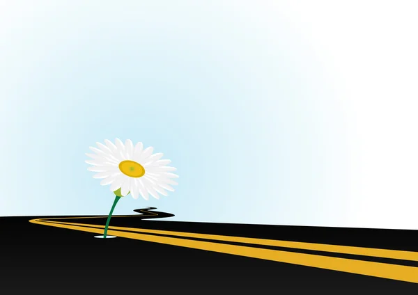 De bloem op het asfalt — Stockvector