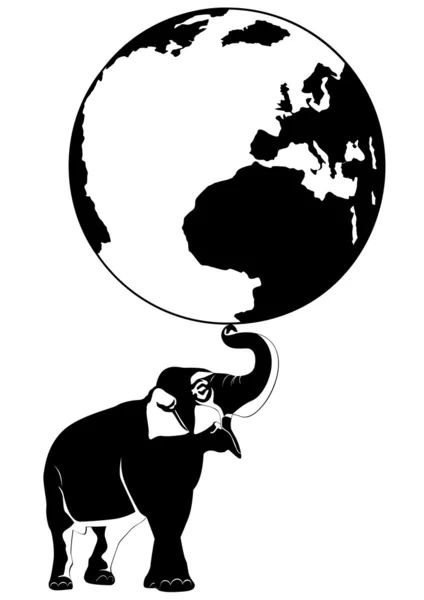 La Terre et l'éléphant — Image vectorielle