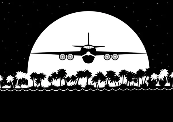 Vol de nuit au-dessus de la jungle — Image vectorielle