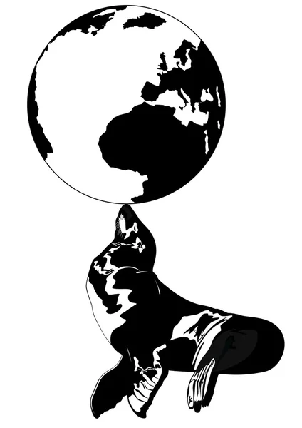 Le phoque et le globe — Image vectorielle