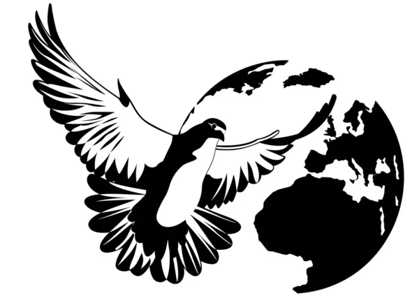鳩と地球 — ストックベクタ