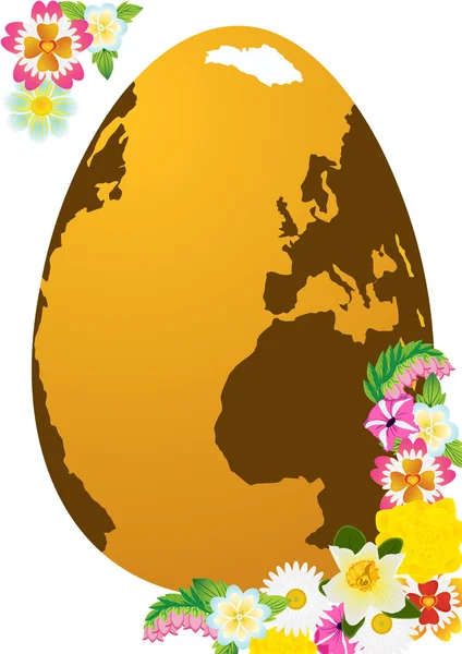 Huevo de Pascua y flores — Archivo Imágenes Vectoriales