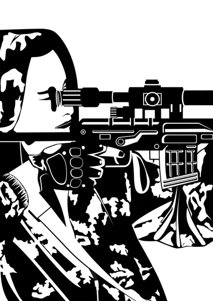 Снайпер со снайперской винтовкой — стоковый вектор