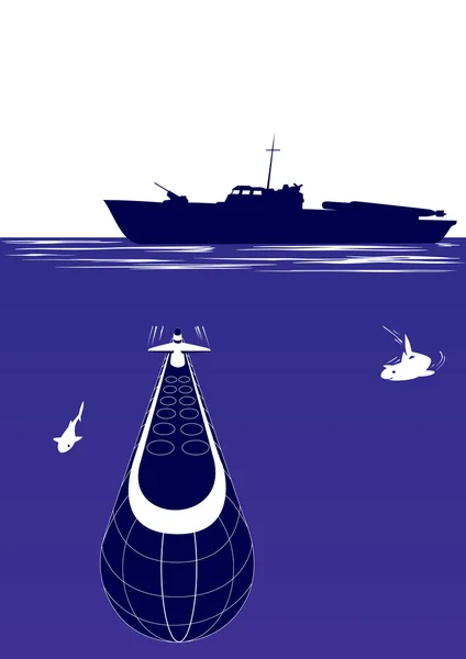 Anti-onderzeeër schip — Stockvector