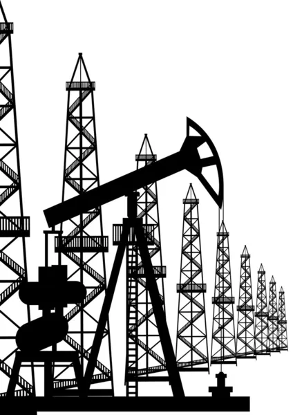 石油泵和石油钻井平台 — 图库矢量图片