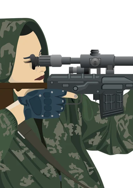 Sniper and sniper scope — Stock Vector